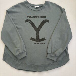 Women’s Large 12PM Yellowstone Dutton Ranch Sweatshirt Gray Green Relaxed Fit